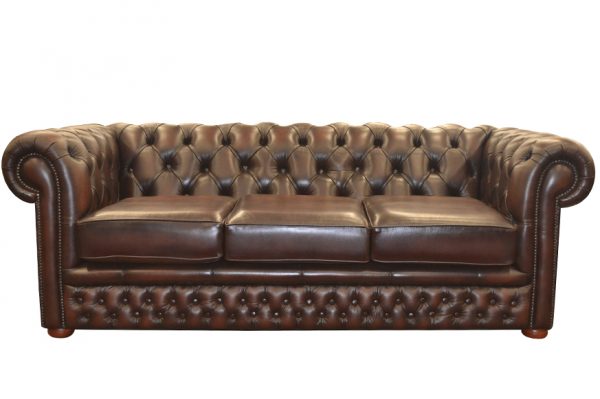 Brown leather harwood sofa from gascoigne