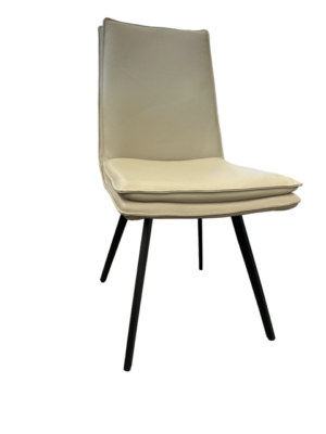 White taylor dining chair with black legs and transparent background