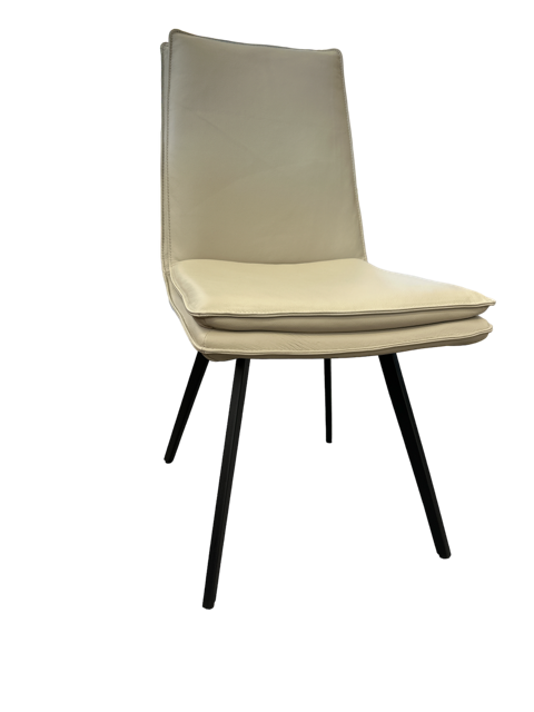 White taylor dining chair with black legs and transparent background