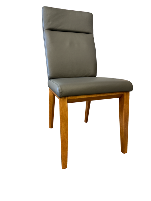 Grey montana dining chair with wooden legs and transparent background