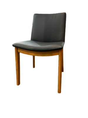 Black stella dining chair with wooden frame and transparent background