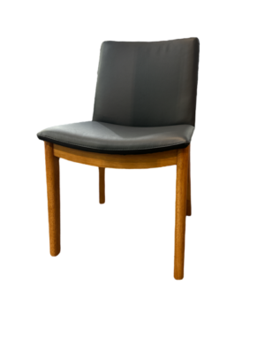 Black stella dining chair with wooden frame and transparent background